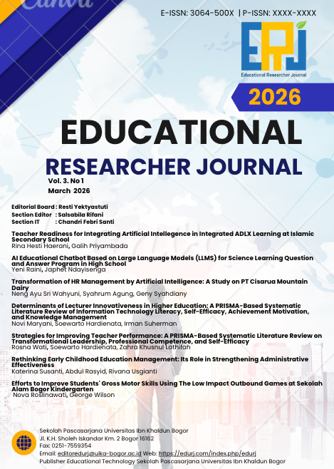 					View Vol. 3 No. 1 (2026): Educational Researcher Journal
				